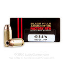 Premium 40 S&W Ammo For Sale - 180 Grain JHP Ammunition in Stock by Black Hills - 20 Rounds