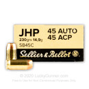 Cheap 45 ACP Ammo For Sale - 230 Grain Jacketed Hollow Point Ammunition in Stock by Sellier & Bellot - 1000 Rounds