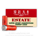 Cheap 12 Gauge Ammo For Sale - 2-3/4" 1-1/8oz. #8 Shot Ammunition in Stock by Estate Super Sport Competition Target - 25 Rounds