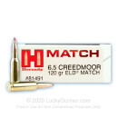 Premium 6.5 Creedmoor Ammo For Sale - 120 Grain ELD Match Ammunition in Stock by Hornady - 200 Rounds