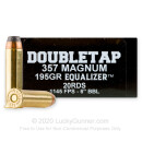 Premium 357 Mag Ammo For Sale - 195 Grain Equalizer Ammunition in Stock by Doubletap - 20 Rounds