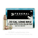 Cheap 22 LR Ammo For Sale - 31 gr Copper-Plated Hollow Point Ammunition by Federal Game Shok In Stock - 500 rounds