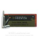Premium 7mm Remington Magnum Ammo For Sale - 160 Grain Trophy Bonded Polymer Tip Ammunition in Stock by Federal Vital-Shok - 20 Rounds