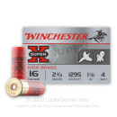 Cheap 16 Gauge Ammo For Sale - 2-3/4” 1-1/8oz. #4 Shot Ammunition in Stock by Winchester Super-X - 25 Rounds
