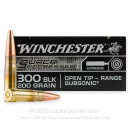 Premium 300 AAC Blackout Ammo For Sale - 200 Grain Open Tip Ammunition in Stock by Winchester Super Suppressed - 20 Rounds