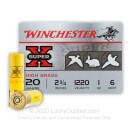 Bulk 20 Gauge Ammo For Sale - 2-3/4" 1 oz. #6 Shot Ammunition in Stock by Winchester Super-X High Brass Game Load - 250 Rounds
