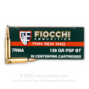 Cheap 7mm Rem Mag Ammo For Sale - 139 Grain PSP BT Ammunition in Stock by Fiocchi - 20 Rounds