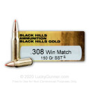 Premium 308 Win Ammo For Sale - 150 Grain SST Ammunition in Stock by Black hills Gold - 20 Rounds