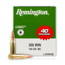 Bulk 308 Ammo by Remington For Sale - 150 gr MC  - Remington UMC Ammo Online - 400 Rounds