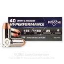 Cheap 40 S&W Ammo For Sale - 155 Grain XTP JHP Ammunition in Stock by Fiocchi - 25 Rounds