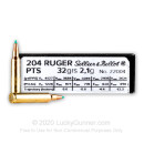 204 Ruger Premium Rifle Ammo For Sale - 32 gr PTS Ballistic Tip - Sellier & Bellot Ammo Online - 20 Rounds