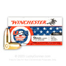 Bulk 9mm Ammo For Sale - 115 Grain FMJ Ammunition in Stock by Winchester USA Target Pack - 50 Rounds
