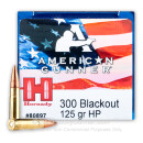 Premium 300 AAC Blackout Ammo For Sale - 125 Grain HP Match Ammunition in Stock by Hornady American Gunner - 50 Rounds