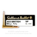 Cheap 303 British Ammo For Sale - 180 gr SP Ammunition In Stock by Sellier & Bellot - 20 Rounds
