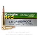 Premium 6.5 Creedmoor Ammo For Sale - 129 Grain Polymer Tip Ammunition in Stock by Remington Core-Lokt Tipped - 20 Rounds