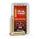 Premium 22 WMR Ammo For Sale - 30 Grain V-MAX Polymer Tip Ammunition in Stock by Hornady Varmint Express - 500 Rounds 