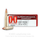 Premium 222 Rem Ammo For Sale - 35 Grain NTX Polymer Tip Ammunition in Stock by Hornady Superformance Varmint - 20 Rounds