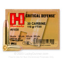 Self Defense 30 Carbine Ammo For Sale - 110 gr FTX Critical Defense - Hornady Ammunition Online - 25 Rounds