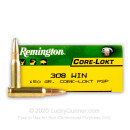 Premium 308 Ammo For Sale - 150 Grain PSP Ammunition in Stock by Remington Core-Lokt - 200 Rounds