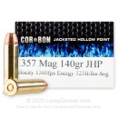 Premium 357 Mag Ammo For Sale - 140 Grain JHP Ammunition in Stock by Corbon - 20 Rounds