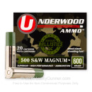 Premium 500 S&W Magnum Ammo For Sale - 600 Grain Wide Flat Nose Hard Cast Ammunition in Stock by Underwood - 20 Rounds