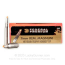 Premium 7mm Remington Mag Ammo For Sale - 140 Grain Trophy Bonded Tip Ammunition in Stock by Federal Premium Vital-Shok - 20 Rounds