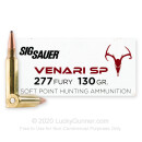 Premium 277 Fury Ammo For Sale - 130 Grain SP Ammunition in Stock by Sig Sauer Venari - 20 Rounds