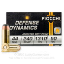 44 Magnum Ammo For Sale - 240 gr JSP Ammunition In Stock by Fiocchi