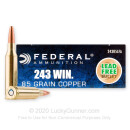 Premium 243 Ammo For Sale - 85 Grain SCHP Ammunition in Stock by Federal Power-Shok Copper - 20 Rounds