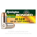 Premium 40 S&W Ammo For Sale - 180 Grain BJHP Ammunition in Stock by Remington Golden Saber Bonded - 20 Rounds