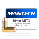 Bulk 10mm Auto Ammo For Sale - 180 Grain JHP Ammunition in Stock by Magtech - 1000 Rounds