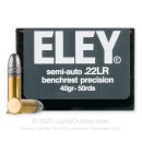 Premium 22 LR Ammo For Sale - 40 Grain LRN Ammunition in Stock by Eley Semi-Auto Benchrest Precision - 50 Rounds