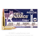Premium 222 Rem Ammo For Sale - 50 Grain V-MAX Ammunition in Stock by Fiocchi - 200 Rounds
