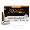 Premium 30 Super Carry Ammo For Sale - 115 Grain JHP Ammunition in Stock by Speer Gold Dot - 20 Rounds