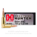 Premium 6mm ARC Ammo For Sale - 103 Grain ELD-X Ammunition in Stock by Hornady Precision Hunter - 20 Rounds