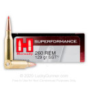 Premium 260 Rem Ammo For Sale - 129 Grain SST Ammunition in Stock by Hornady Superformance - 20 Rounds
