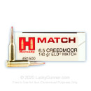 Premium 6.5mm Creedmoor Ammo For Sale - 140 Grain ELD Ammunition in Stock by Hornady - 20 Rounds