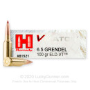 Premium 6.5 Grendel Ammo For Sale - 100 Grain ELD-VT Ammunition in Stock by Hornady V-Match - 20 Rounds