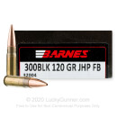 Premium 300 AAC Blackout Ammo For Sale - 120 Grain JHP FB Ammunition in Stock by Barnes - 20 Rounds