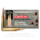 Cheap 5.56x45 Ammo For Sale - 55 Grain FMJBT Ammunition in Stock by Prvi Partizan Rangemaster - 20 Rounds
