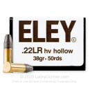 Premium 22 LR Ammo For Sale - 38 Grain HP Ammunition in Stock by Eley High Velocity - 50 Rounds