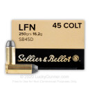 45 LC Ammo For Sale - 250 gr LFN - Sellier & Bellot Ammunition In Stock - 600 Rounds