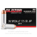 38 Special Ammo For Sale - 125 gr +P JHP CCI Blazer Ammunition In Stock - 50 Rounds