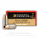 Bulk 9mm Ammo For Sale - 147 Grain Hydra-Shok JHP Ammunition in Stock by Federal Personal Defense - 500 Rounds