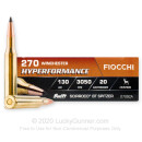 Premium 270 Win Ammo For Sale - 130 Grain Scirocco II PTS Ammunition in Stock by Fiocchi Extrema - 20 Rounds