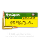 Cheap 260 Rem Ammo For Sale - 140 Grain PSP Ammunition in Stock by Remington Core-Lokt - 20 Rounds