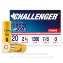 Cheap 20 Gauge Ammo For Sale - 2-3/4” 7/8oz. #8 Shot Ammunition in Stock by Challenger - 25 Rounds