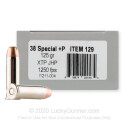 Premium 38 Special +P Ammo For Sale - 125 Grain JHP XTP Ammunition in Stock by Underwood - 20 Rounds