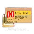 Bulk 10mm Auto Ammo For Sale - 180 gr Jacketed Hollow Point XTP Hornady Ammunition In Stock - 200 Rounds