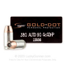 380 Auto Defense Ammo In Stock - 90 gr JHP - 380 ACP Ammunition by Speer Gold Dot For Sale - 20 Rounds